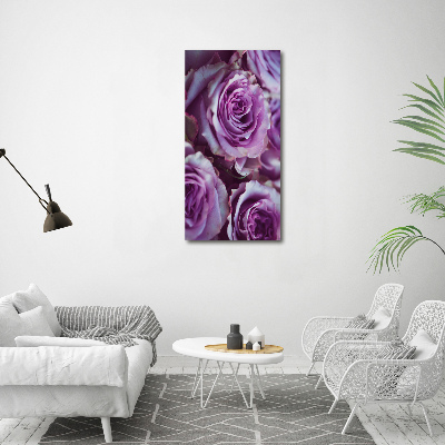 Tableau sur verre Roses violettes
