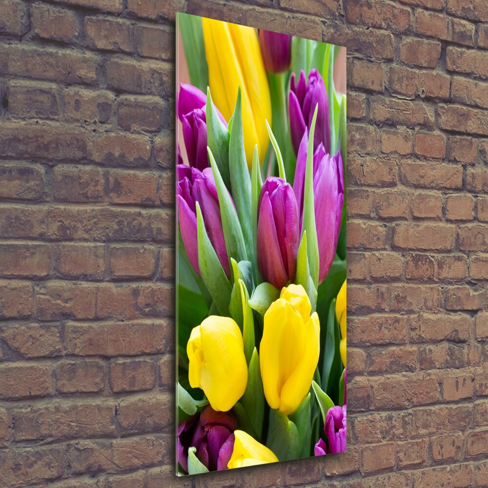 Tableau en verre Tulipes colorées