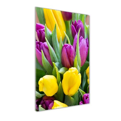 Tableau en verre Tulipes colorées