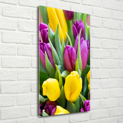 Tableau en verre Tulipes colorées