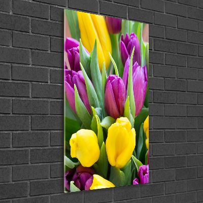 Tableau en verre Tulipes colorées