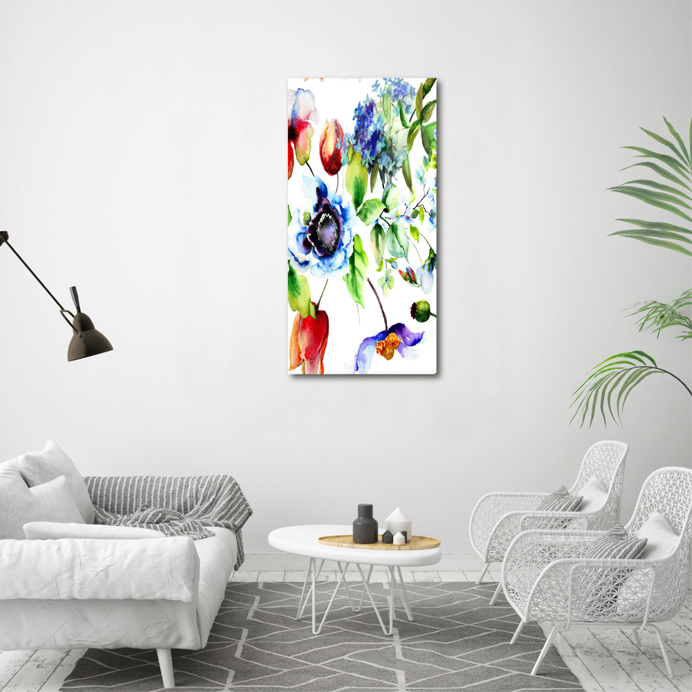 Tableau sur verre Fleurs des champs