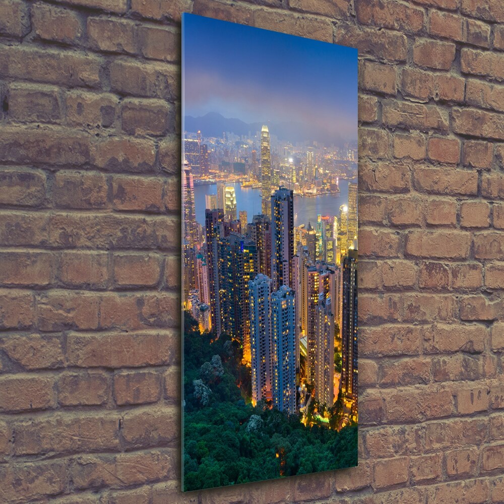 Tableau imprimé sur verre Hong Kong la nuit