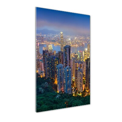 Tableau imprimé sur verre Hong Kong la nuit