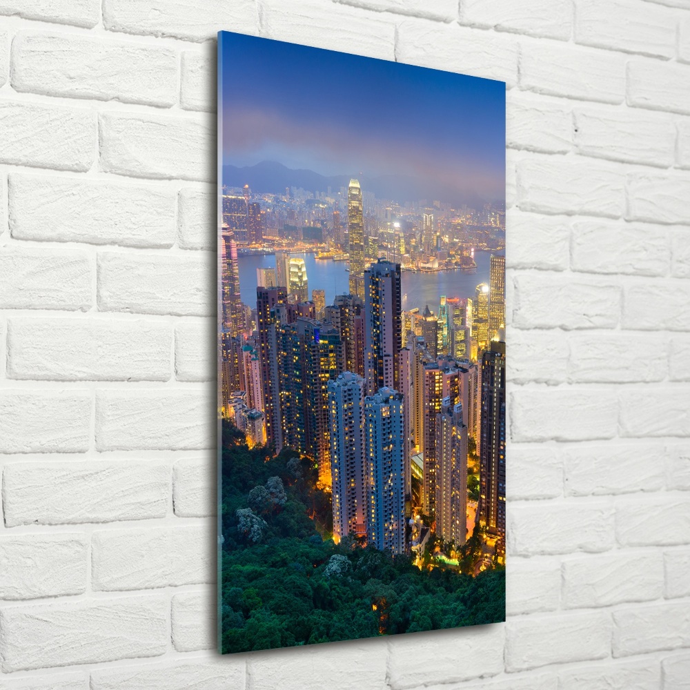 Tableau imprimé sur verre Hong Kong la nuit