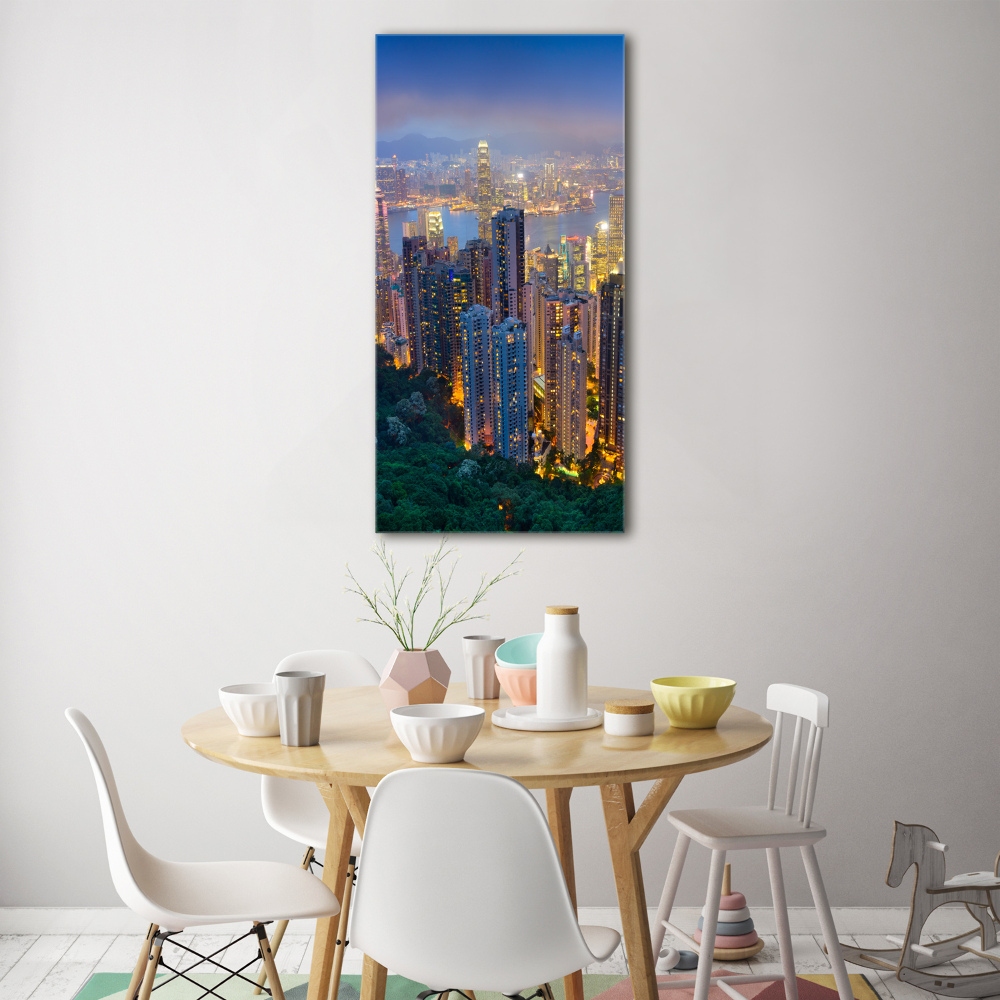 Tableau imprimé sur verre Hong Kong la nuit