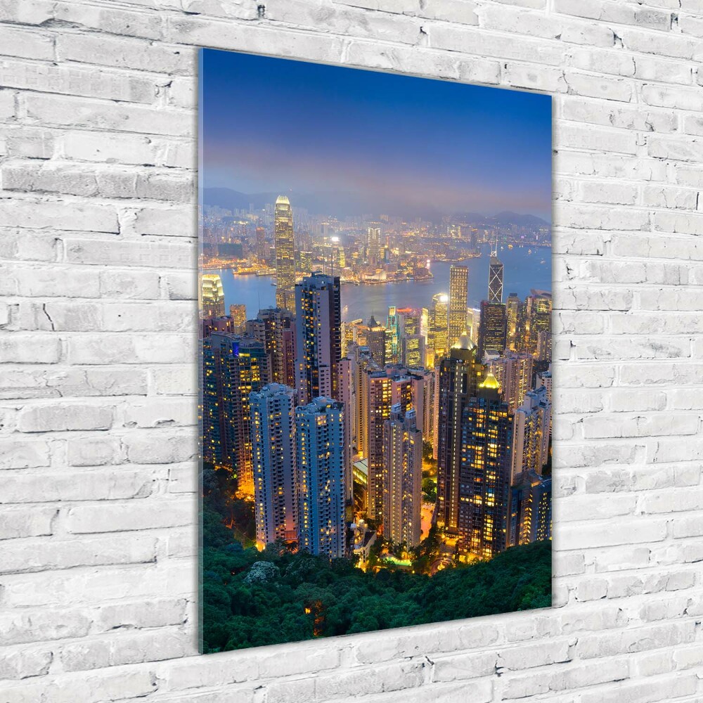 Tableau imprimé sur verre Hong Kong la nuit