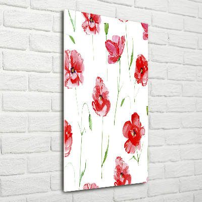 Tableau en verre Illustration de coquelicots