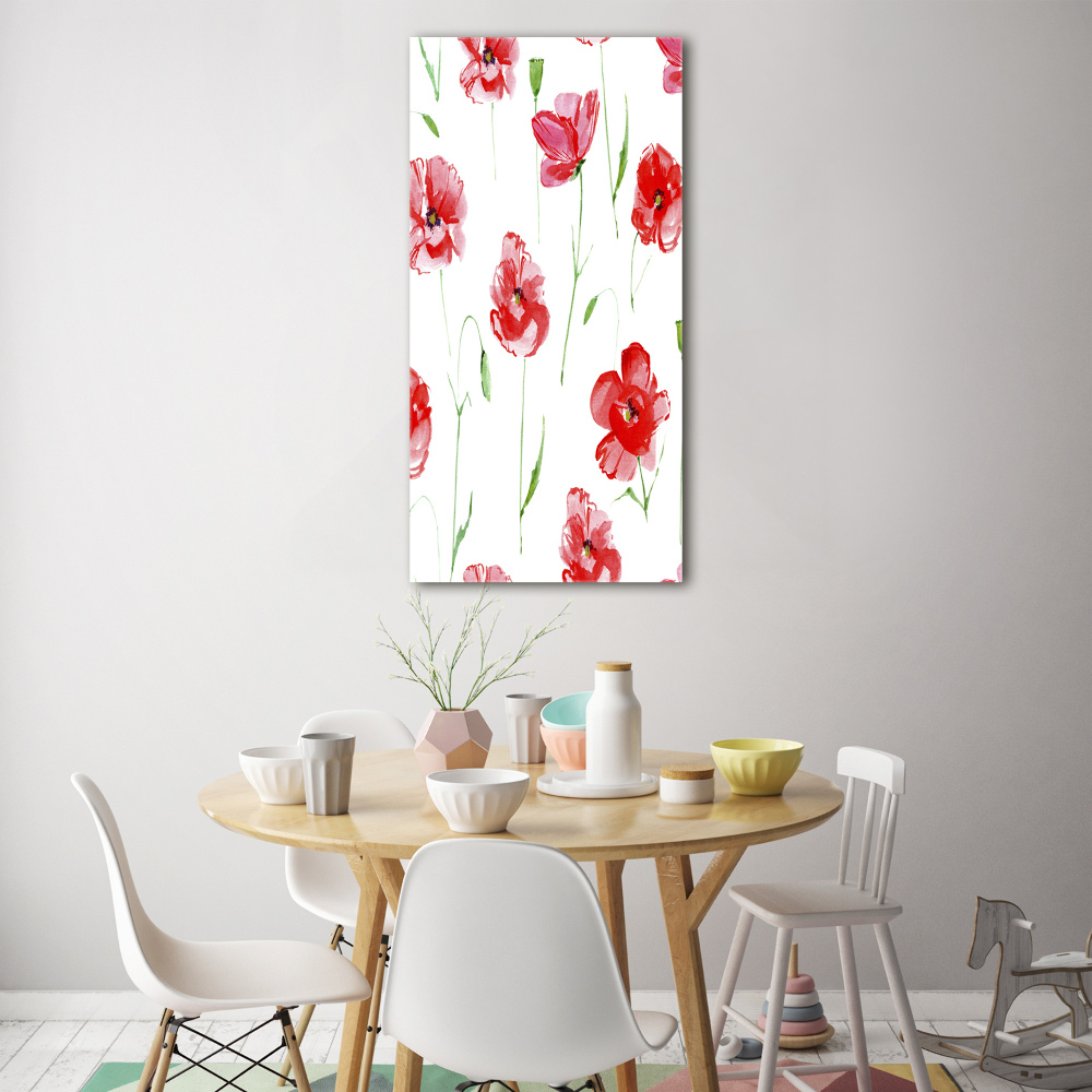 Tableau en verre Illustration de coquelicots