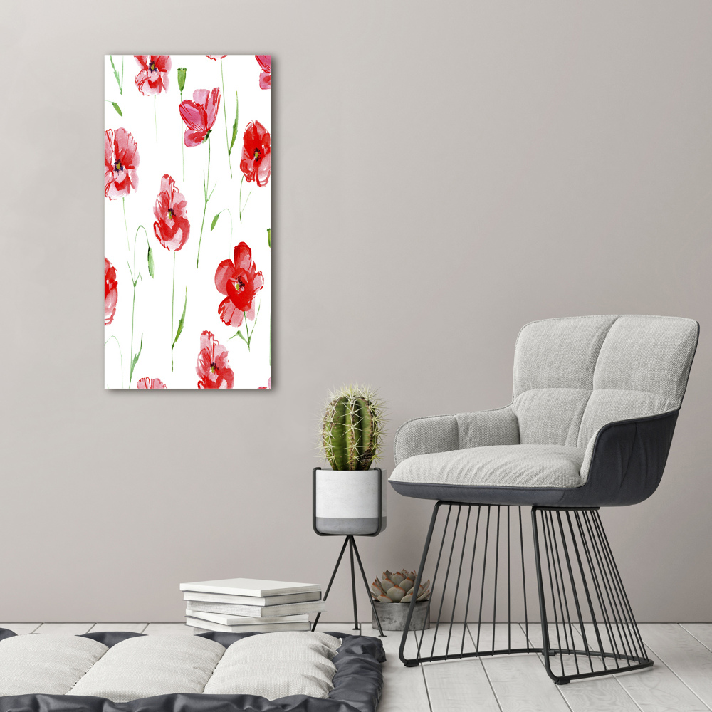 Tableau en verre Illustration de coquelicots