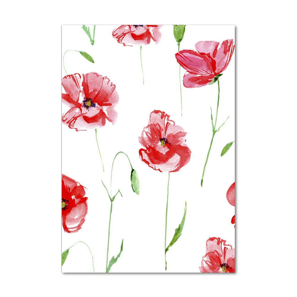 Tableau en verre Illustration de coquelicots