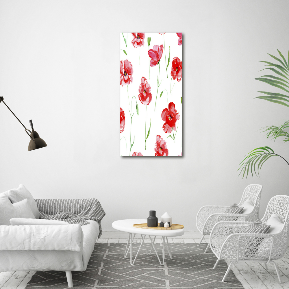 Tableau en verre Illustration de coquelicots