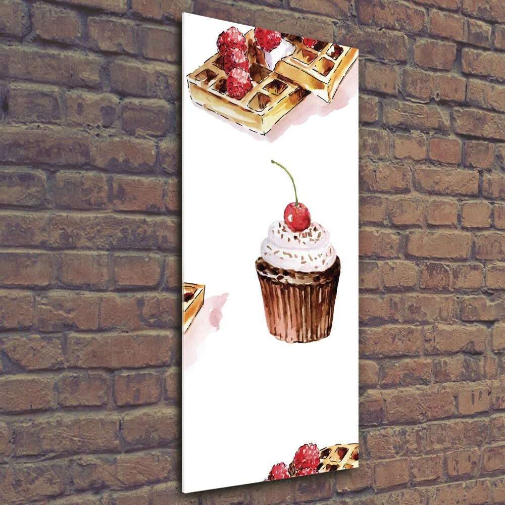 Tableau imprimé sur verre Cupcakes et gaufres