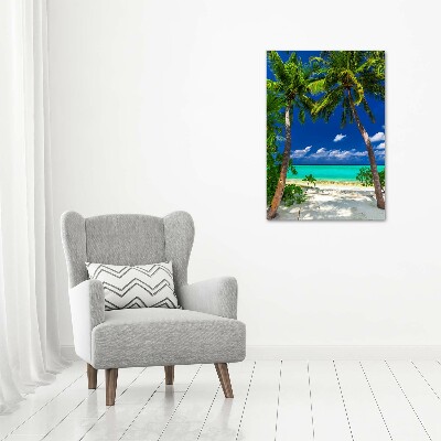 Tableau sur verre Plage tropicale palmiers