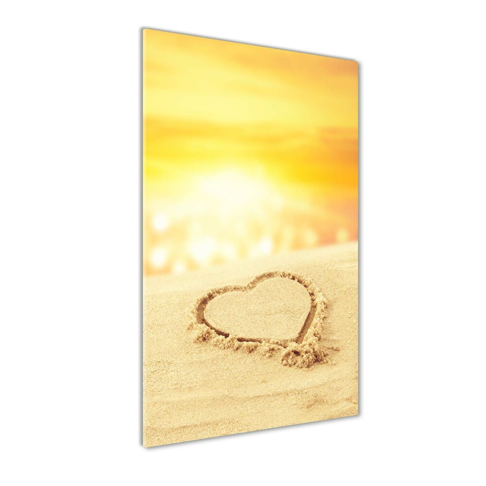 Tableau photo sur verre Coeur sur la plage