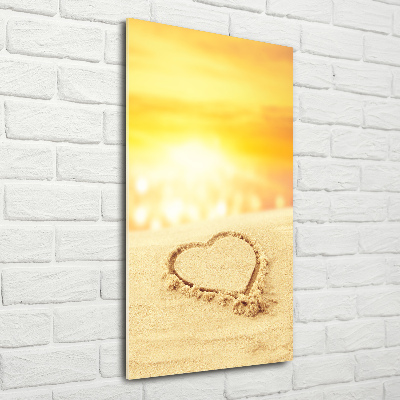 Tableau photo sur verre Coeur sur la plage