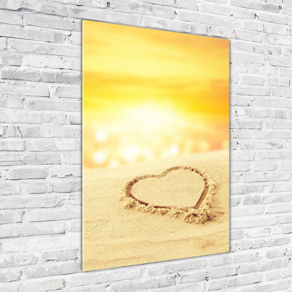 Tableau photo sur verre Coeur sur la plage