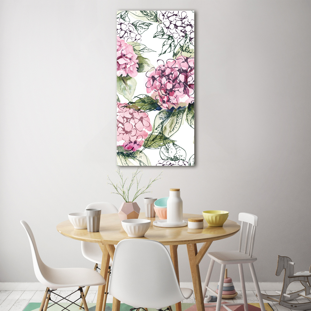 Tableau verre imprimé Hortensia