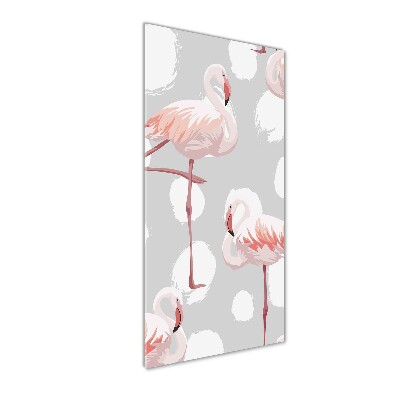 Tableau photo sur verre Flamants et points