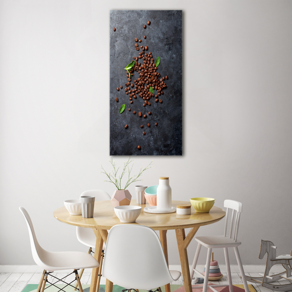 Tableau imprimé sur verre Grains de café noir