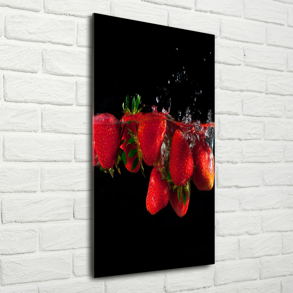 Tableau en verre Fraises dans l'eau