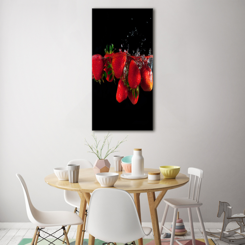 Tableau en verre Fraises dans l'eau