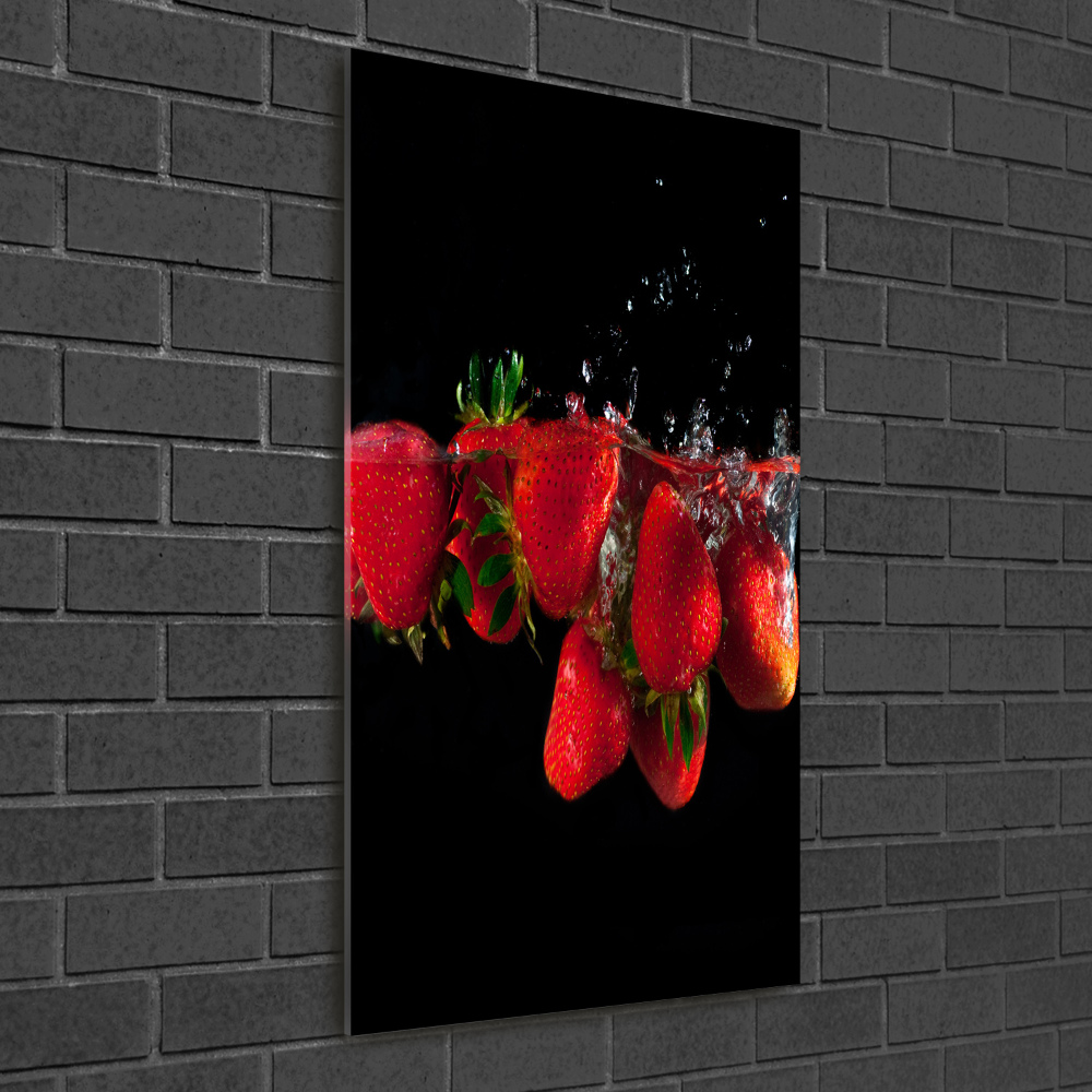 Tableau en verre Fraises dans l'eau