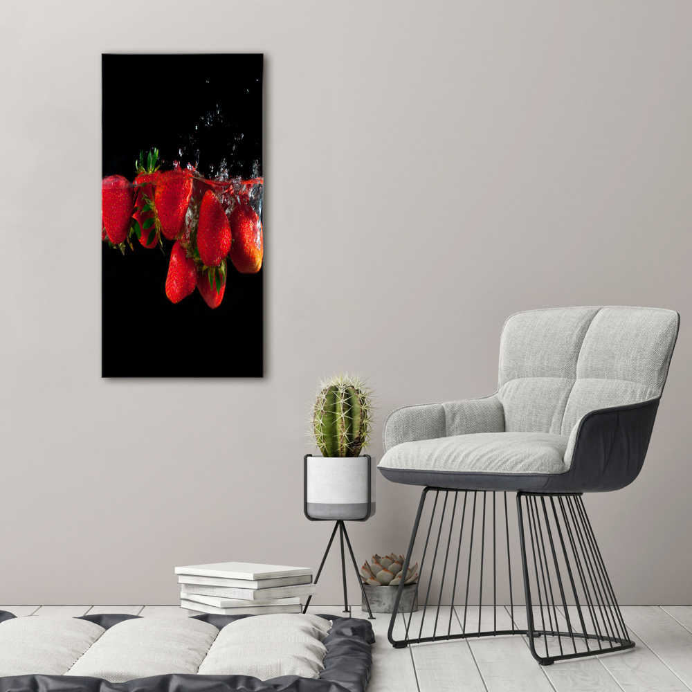 Tableau en verre Fraises dans l'eau