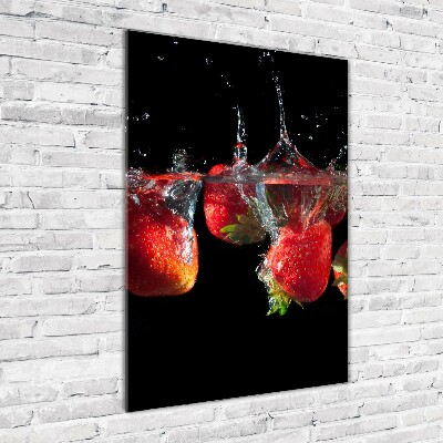 Tableau en verre Fraises dans l'eau