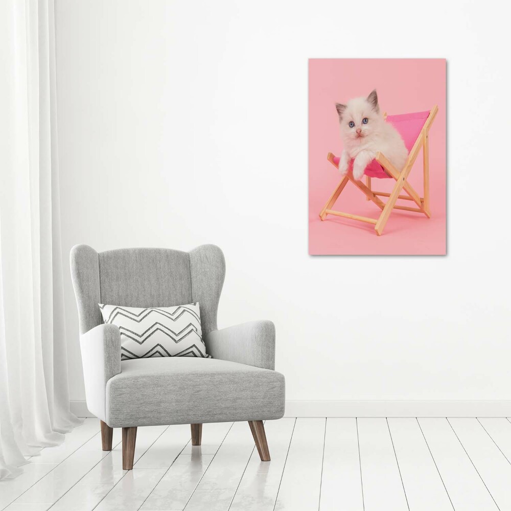 Tableau en verre Chat dans une chaise longue