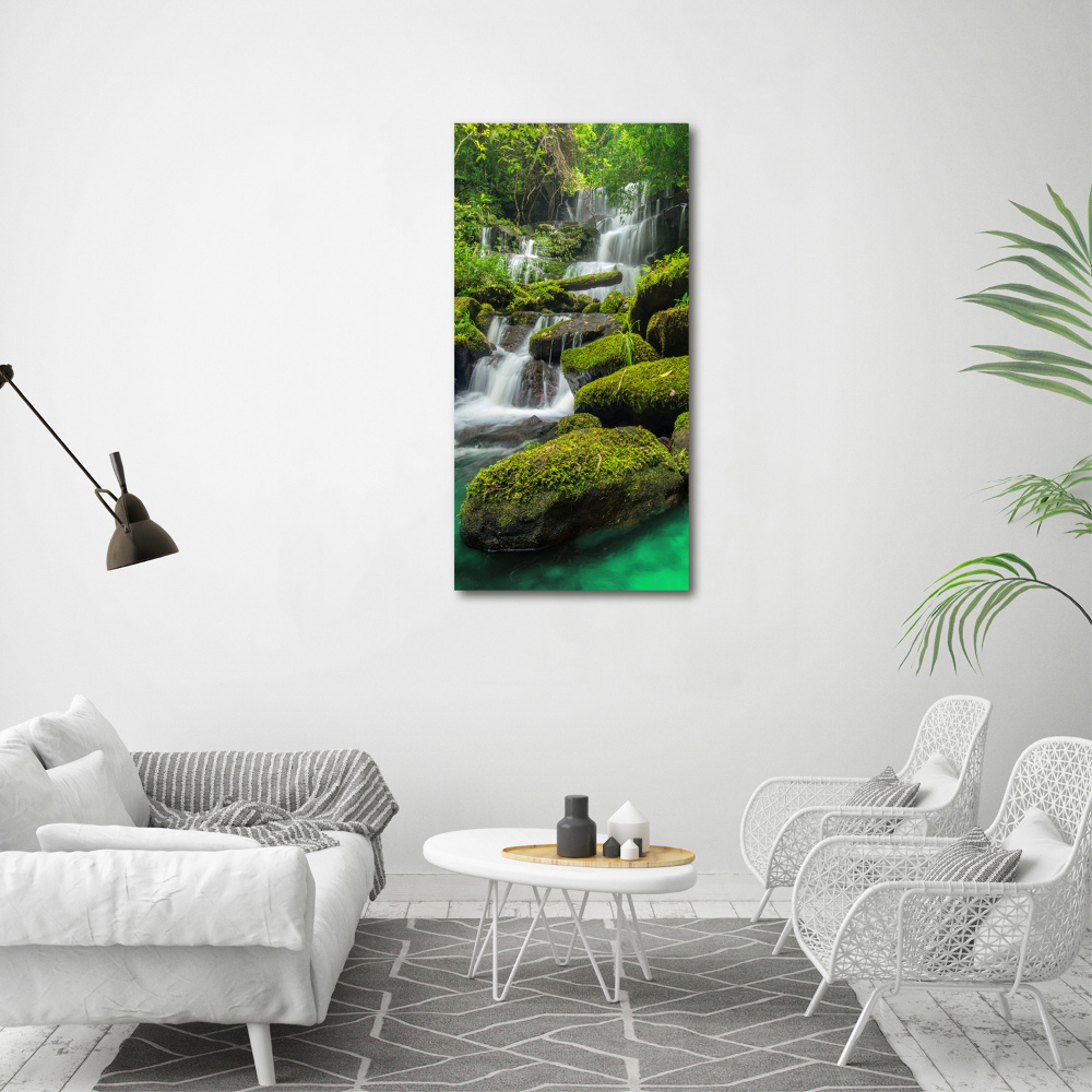 Tableau sur verre Chute d'eau dans la jungle