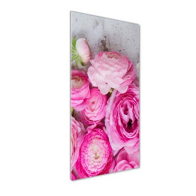 Tableau sur verre Renoncules roses