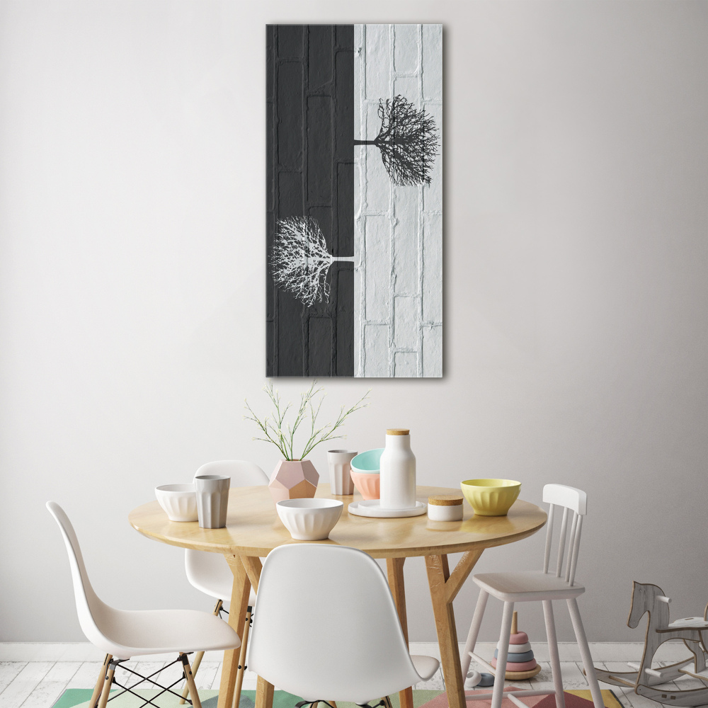 Tableau photo sur verre Arbres sur un mur