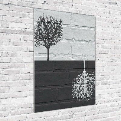 Tableau photo sur verre Arbres sur un mur