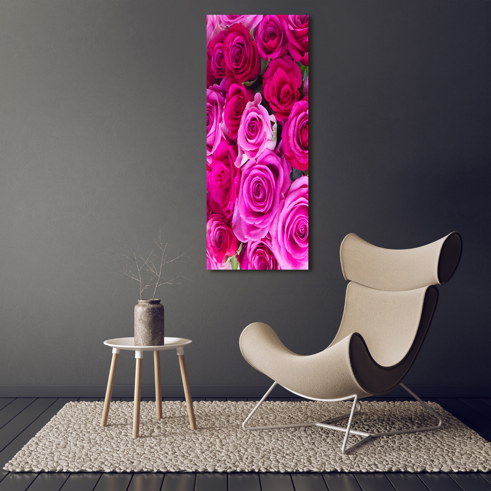 Tableau sur verre Roses roses