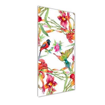 Tableau photo sur verre Oiseaux et fleurs