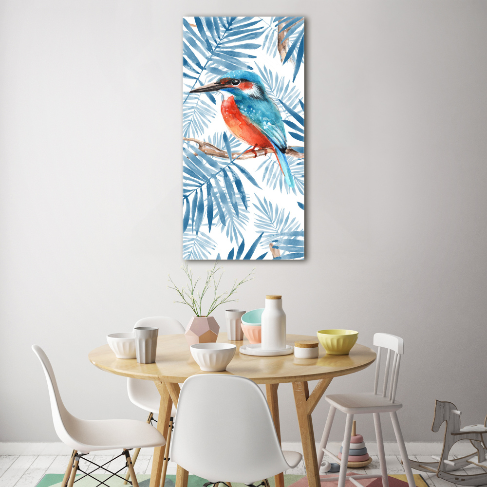 Tableau imprimé sur verre Oiseaux et feuilles