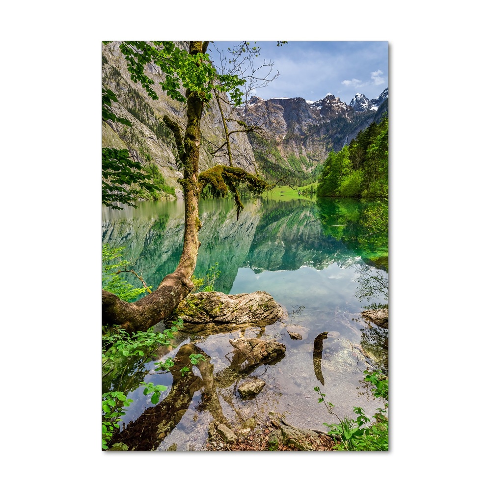 Tableau sur verre Lac dans les montagnes