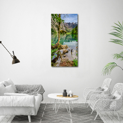 Tableau sur verre Lac dans les montagnes