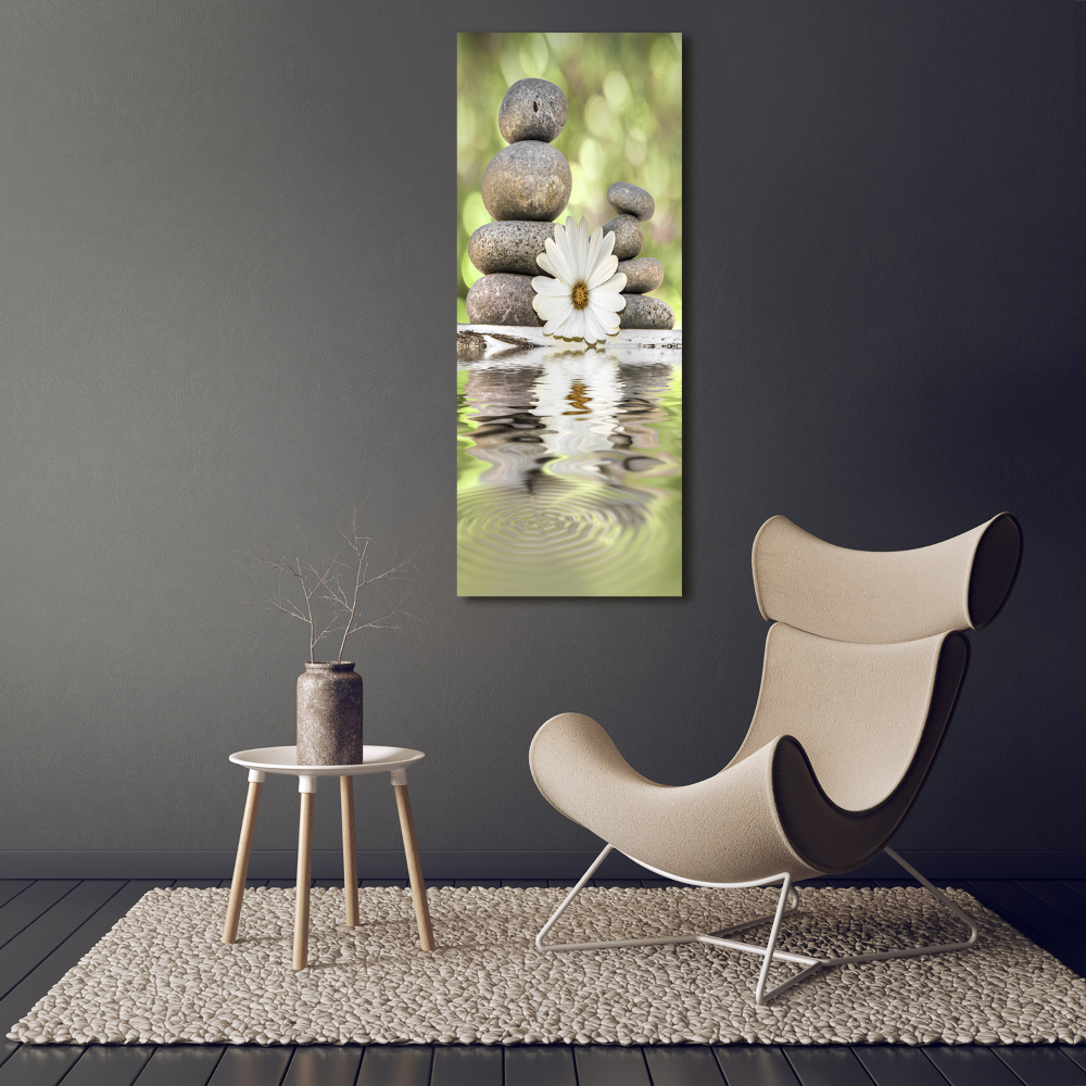 Tableau photo sur verre Pierres et fleurs