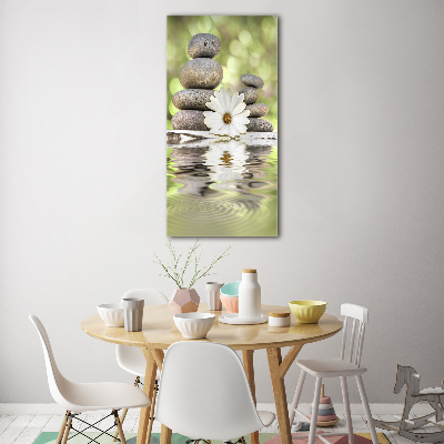 Tableau photo sur verre Pierres et fleurs