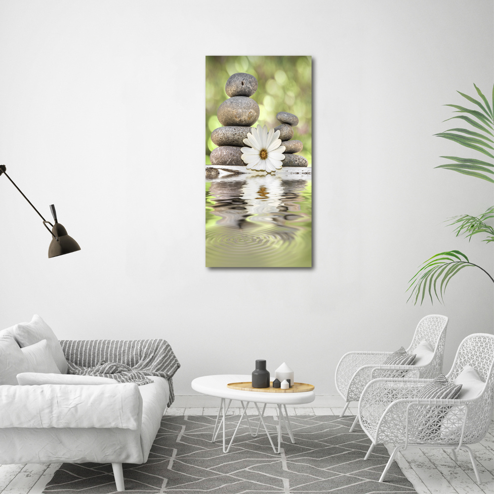 Tableau photo sur verre Pierres et fleurs