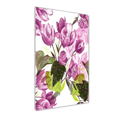 Tableau en verre Fleurs violettes