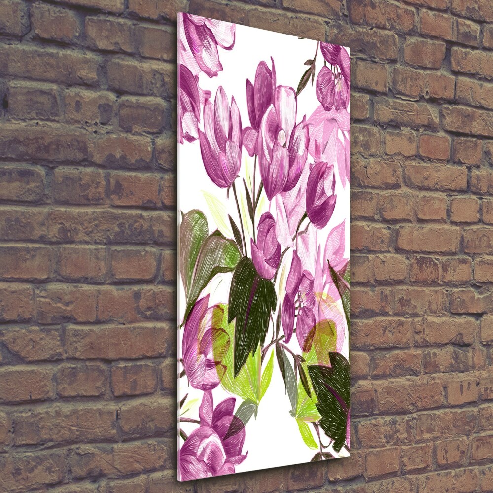 Tableau en verre Fleurs violettes