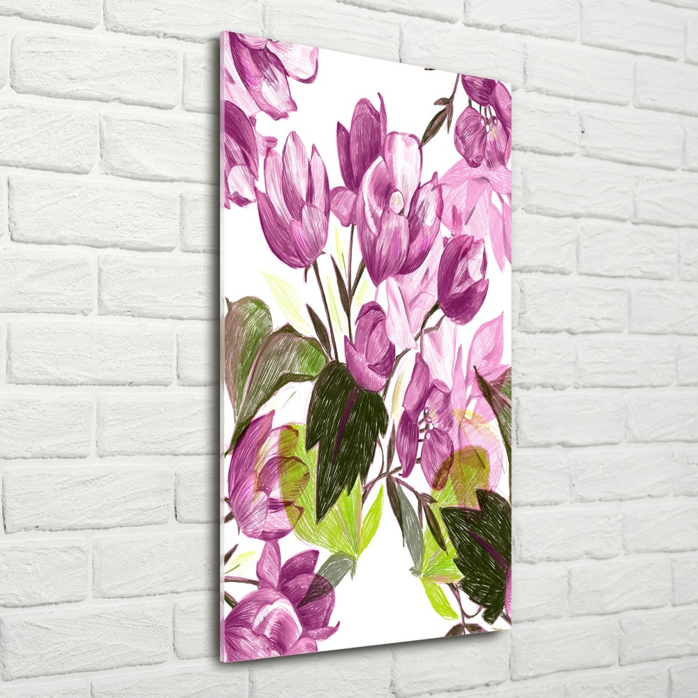 Tableau en verre Fleurs violettes