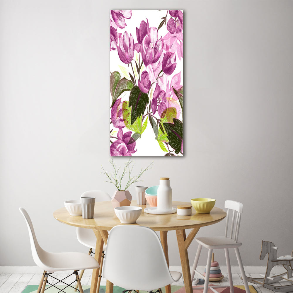 Tableau en verre Fleurs violettes