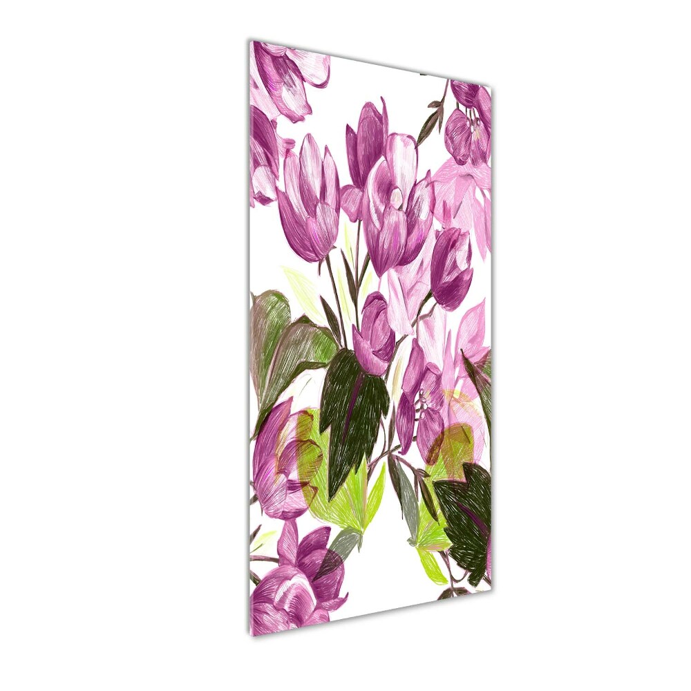 Tableau en verre Fleurs violettes