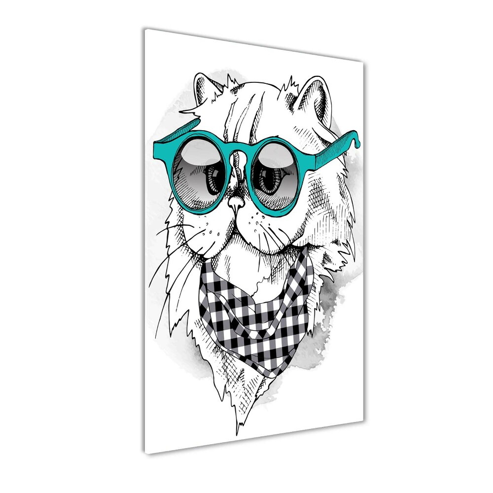 Tableau photo sur verre Chat à lunettes