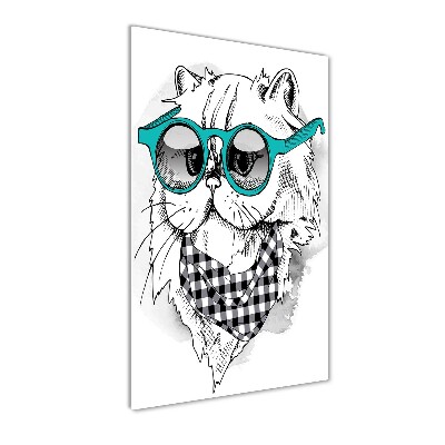 Tableau photo sur verre Chat à lunettes