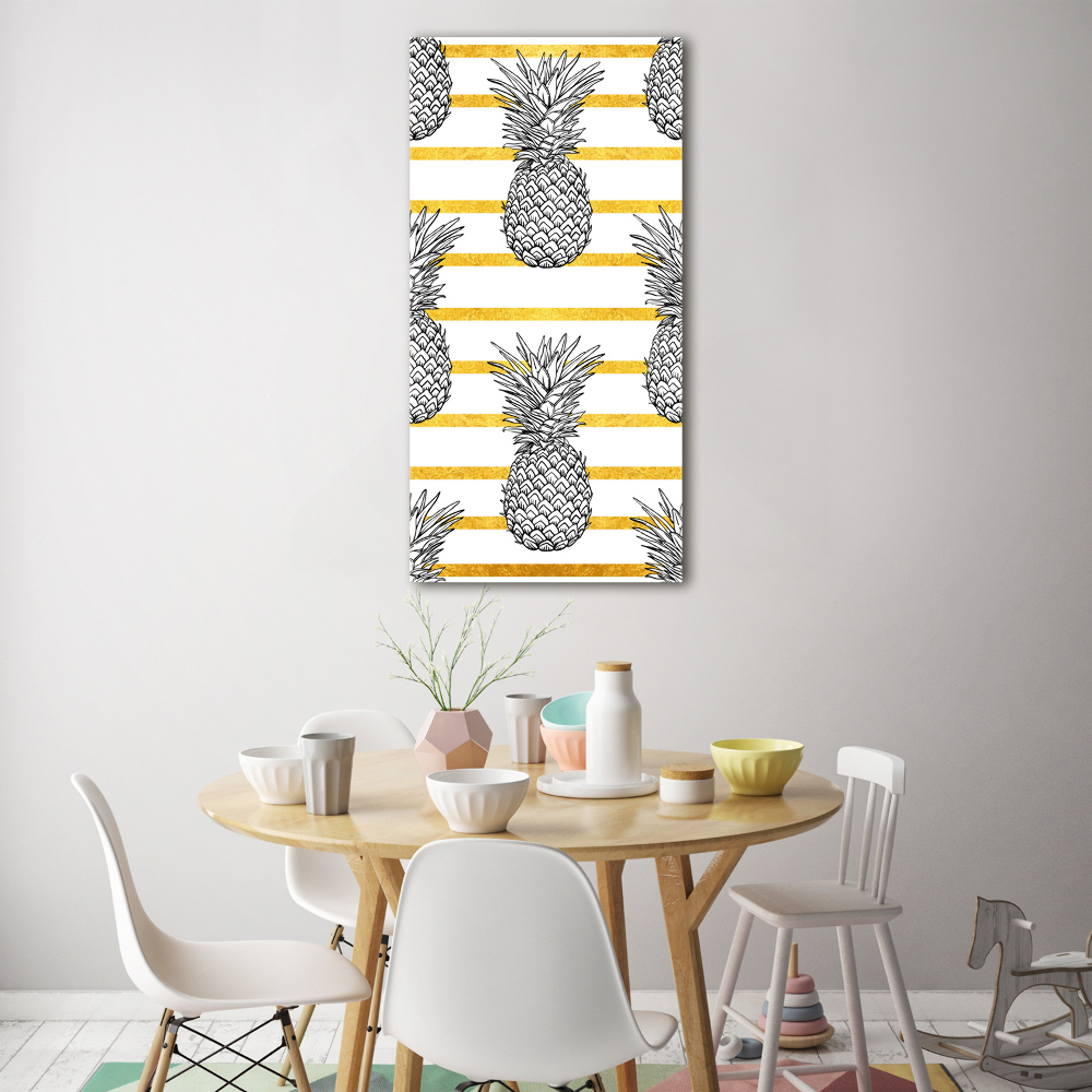 Tableau en verre Ananas rayés